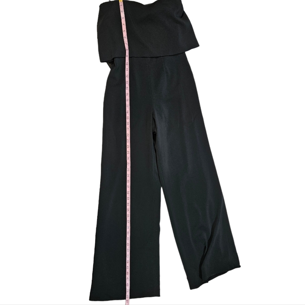 Jay Godfrey Moore Black Wide Leg Jumpsuit Size 0 Strapless Cut Out Back Classic - Picture 13 of 16